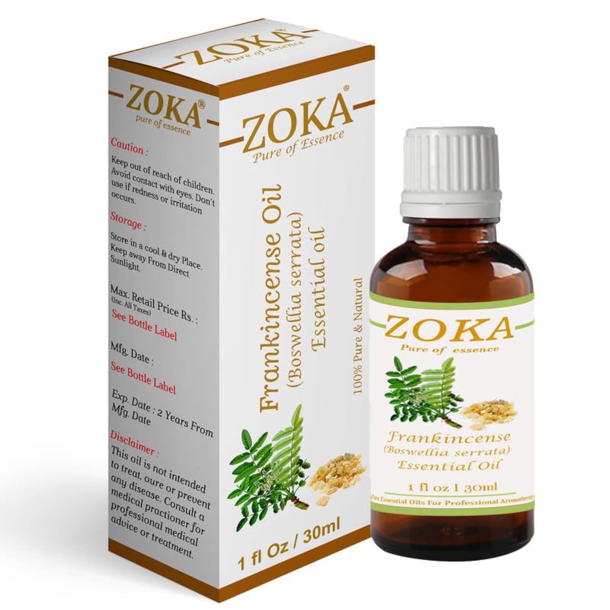 Zoka Frankincense Essential Oil 30ml, Pure & Natural